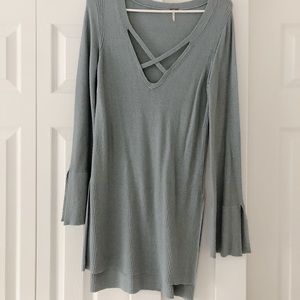 Free People criss cross sweater blue